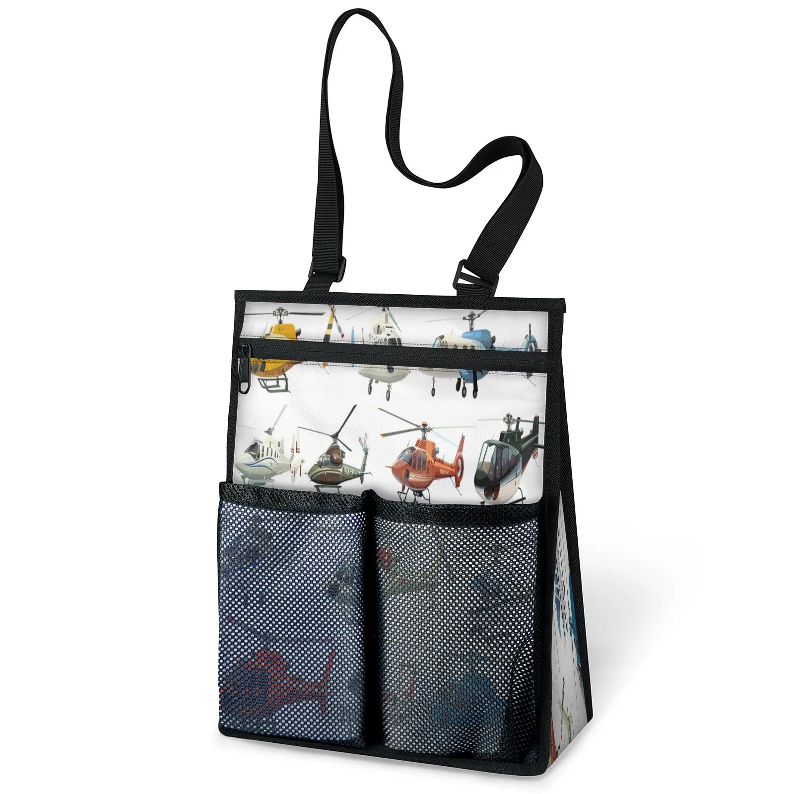 Ourtheme Aircraft Helicopte Portable Shower Bag for Travel Gym Camp Beach Tote Shower Caddy Bags Hanging Toiletry Organizer