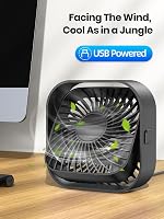 TOPK USB Asztali Ventilátor Szett - 2db Kompakt Mini Ventilátor, 3 Sebességfokozat, 360° Forgatható Fej, Csendes Működés Irodába, Otthonra 6