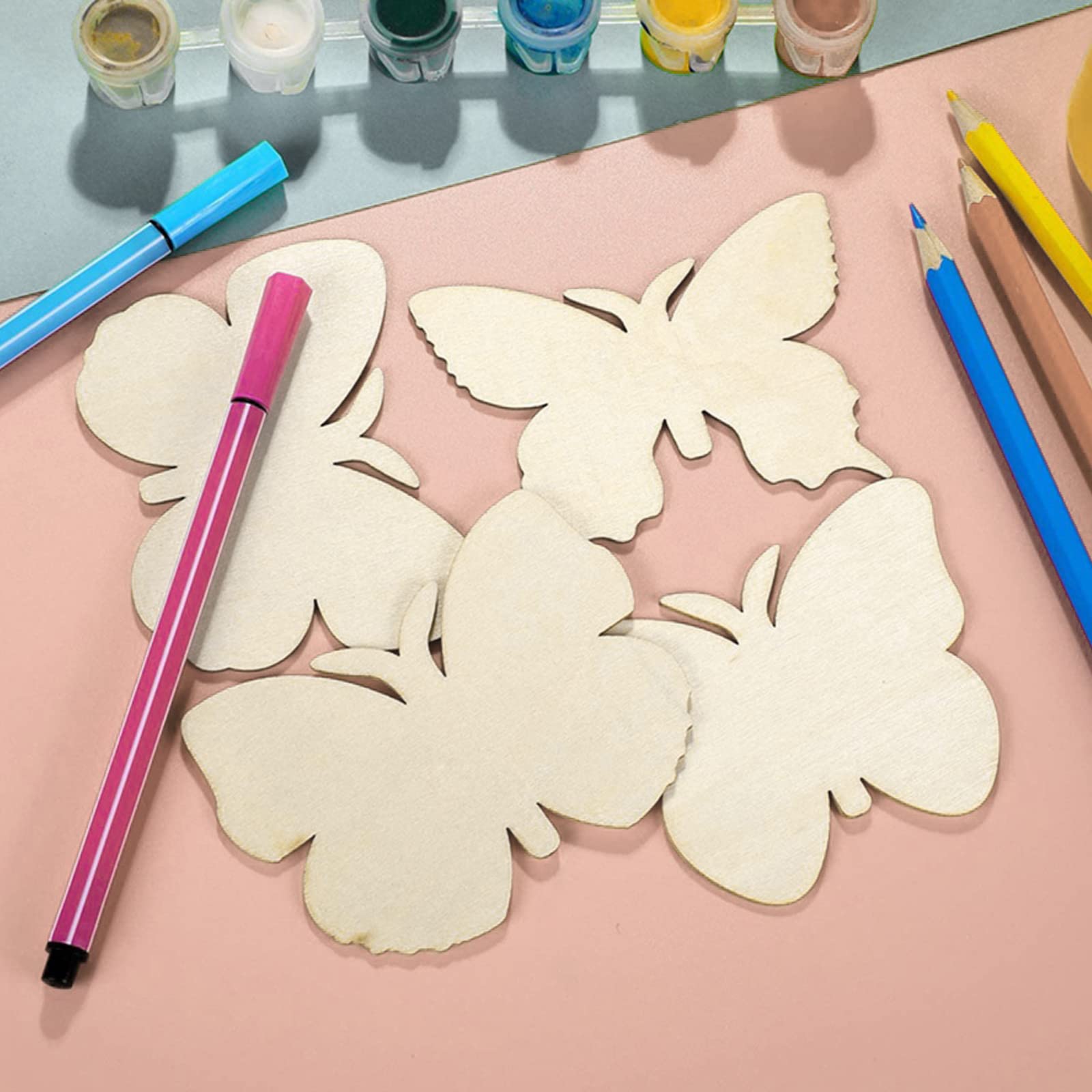 COM-FOUR® 32x Decoro a farfalla - piccole farfalle in legno in quattro motivi - farfalle in legno per decorazioni da tavola e decorazioni primaverili (32 pezzi farfalla V2