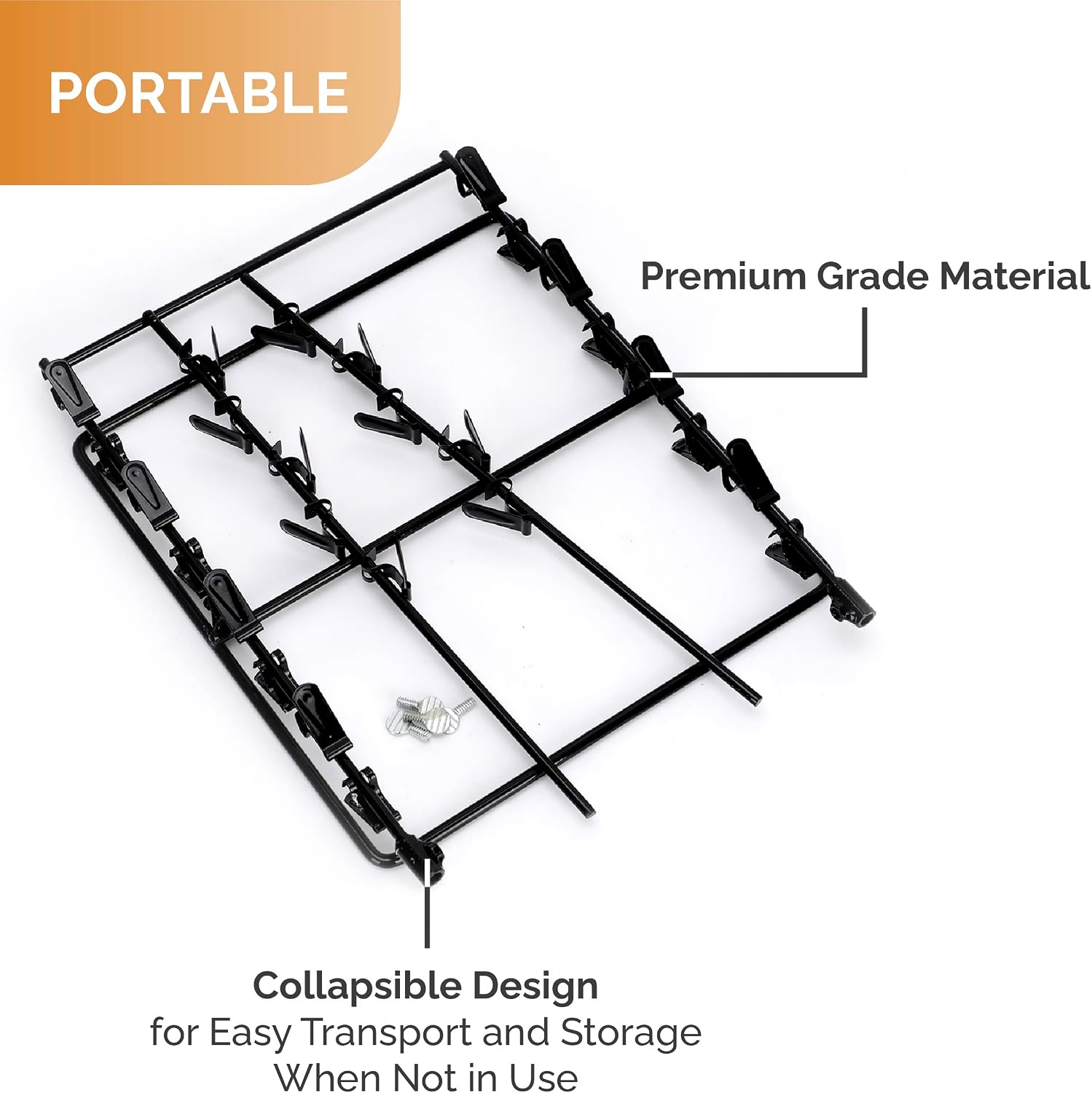 Lostronaut 24x9x10 Inches Chip Rack Display Stand with 2 Racks - Collapsible Card Holder and Retail Display Rack for Chips, Candy Bars, Snacks - 26 Chip Clips, Black