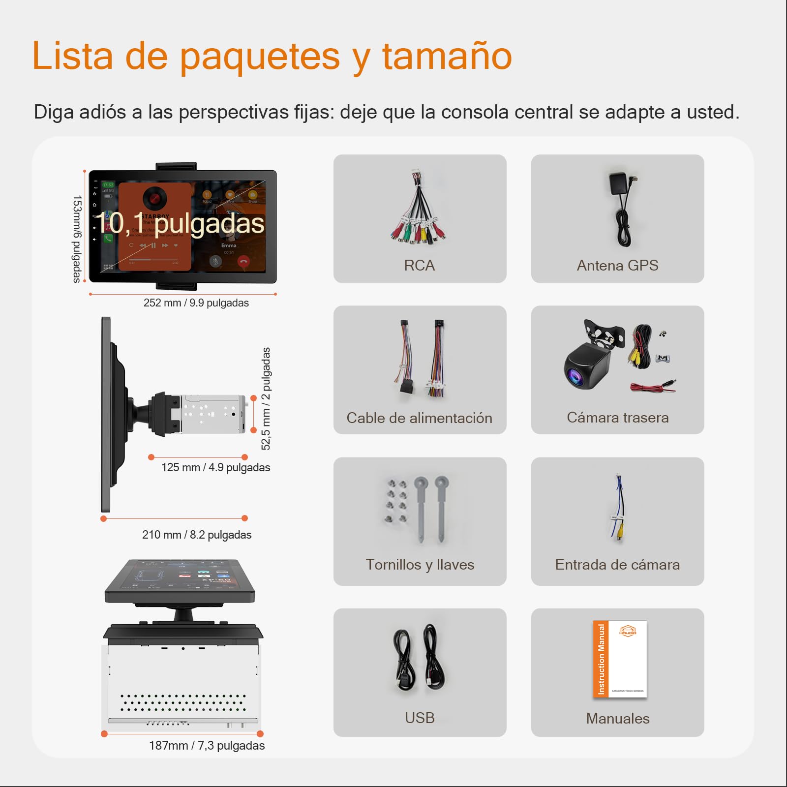 Haudio Giratoria 360° Radio de Coche Bluetooth 1-DIN con CarPlay Inalámbrico y Android Auto,Pantalla táctil IPS de 10 Pulgadas,Wi-Fi y Bluetooth 5.0,Mirror Link,RDS,Radio FM/Am