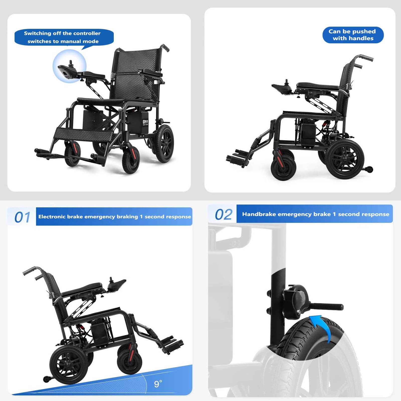 Scooter elettrico pieghevole leggero intelligente completamente automatico di mobilità per anziani e disabili