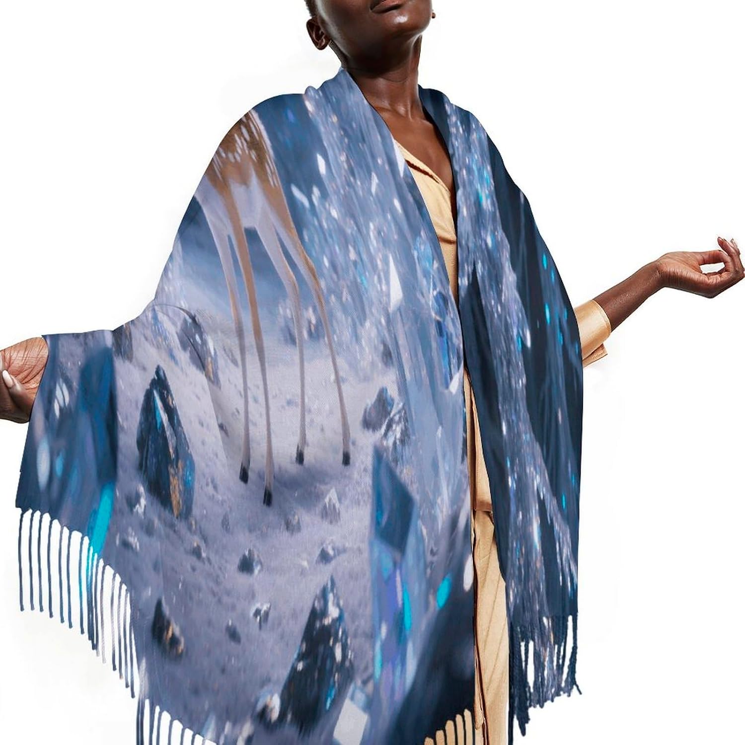 Deer in Crystal Forest Scarf for Women Men Classic Fashion Blanket Scarves Soft Cashmere Feel Scarf Cold Weather Warm Long Shawl Winter Large Scarves Classic Blanket Scarfs Thick