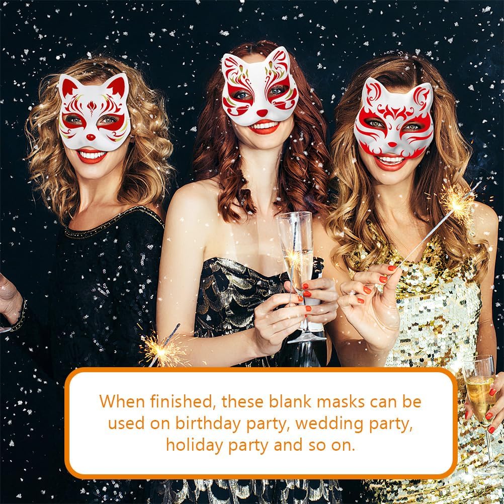 VICASKY 30pcs Cat Mask Masks White to Paint Blank Animal Dress Up DIY Half for Masquerade Halloween Cosplay Costume Party Favors Durability Ease of Design Wolf Halloween Face Paint