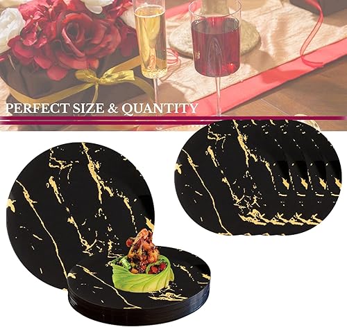 Miniatura 5 de Smarty Had A Party Platos de plástico, juego de vajilla desechable de mármol, platos de cena y ensalada, pedido a granel para bodas y otras