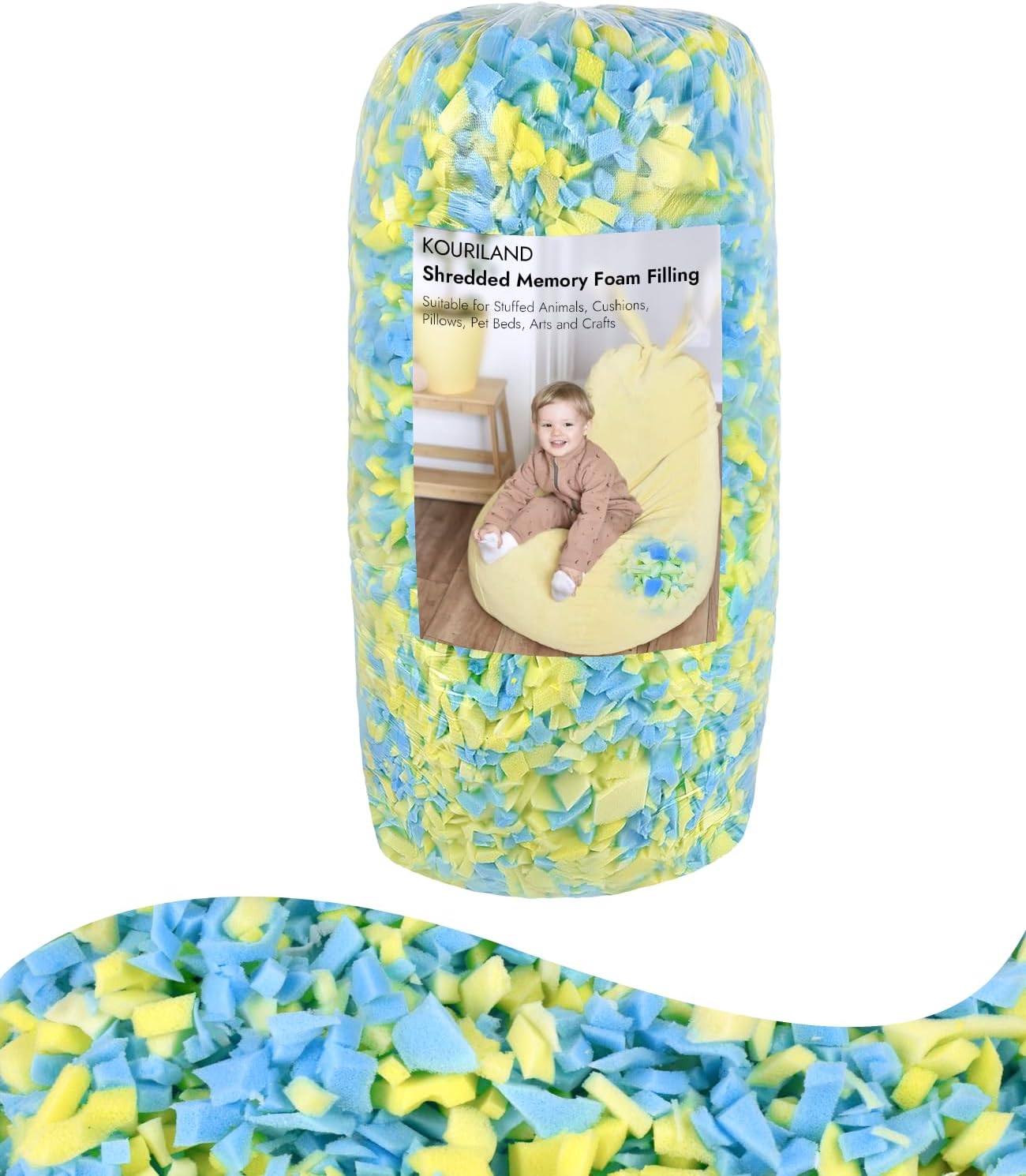 6LBS Bean Bag Filler – Shredded Memory Foam Refill