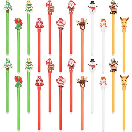 Cadimus 24 Pezzi Penna Gel Natalizia,Penna di Natale,Biro Natalizie,Penna Gel con Renna per Albero di Natale di Babbo Natale,Scuola, ufficio, Cancelleria per la casa, Regali di Natale per bambini