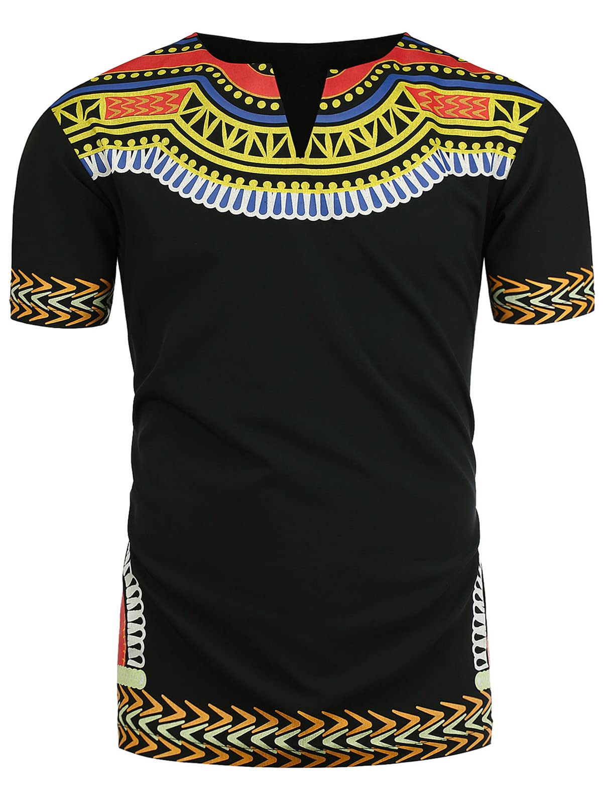 Keephen Men's # 1 African Dashiki T-Shirt Summer Ethnic Style African Printed Short Sleeve Tops