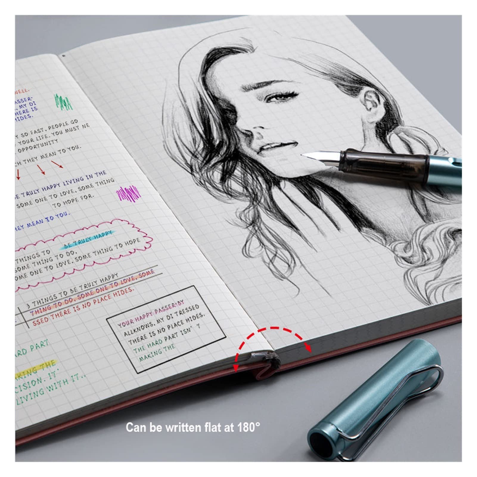 Notebook A4 AMMESSO GRANDE BUSINESS BUSINESS BUSINESS SUPER POWST GRIDA GRIGLIA Diario Grid Diario Diario (Color : A Pink, Size : A4)