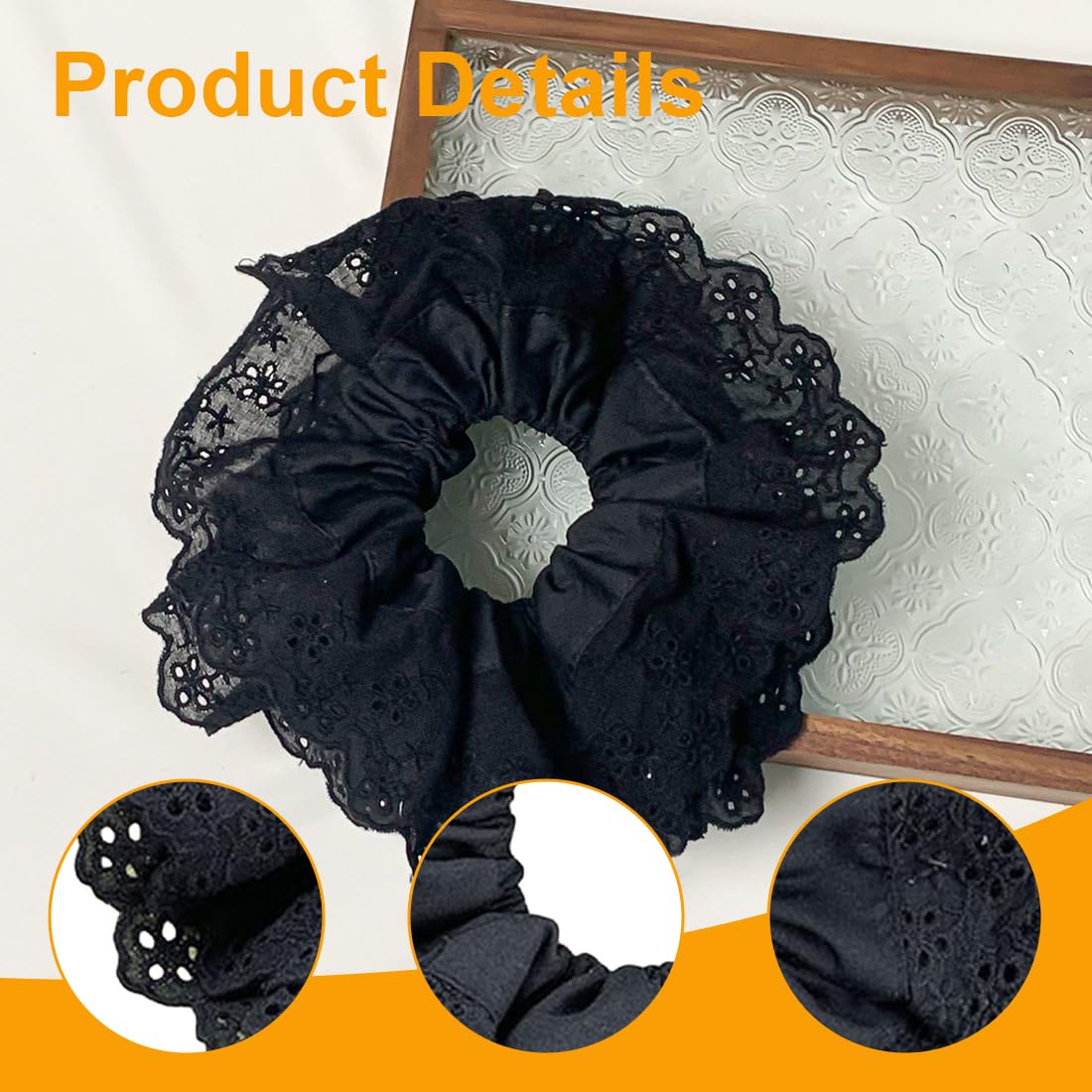 5er Set Haargummis Scrunchies Mit Spitze – Große Elastische Haarbänder Für Damen & Mädchen