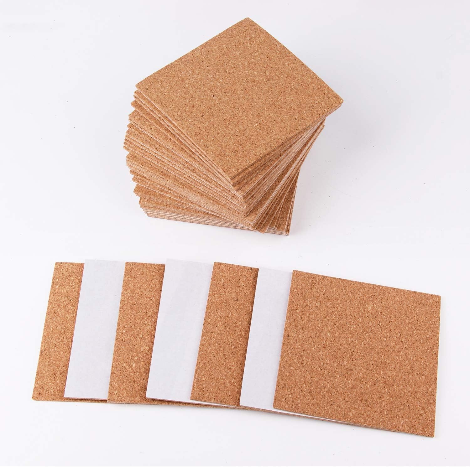 Arroyner 220 Pack Self Adhesive Cork Squares and Round DIY Adhesive Cork Board for Coasters and DIY Crafts