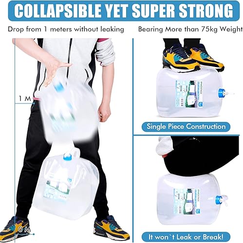 Miniatura 5 de INNO STAGE Contenedor de agua plegable de 2.6 galones con espita, cantina de agua plegable, jarra portátil de almacenamiento de agua para acampar al