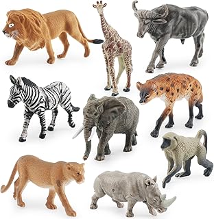 Wild Animals Toys Set 9PCS Savanna Jungle Animals Figures Mini Party Favor Cake Topper South Africa Zoo Animals Toys for Kids 3-5