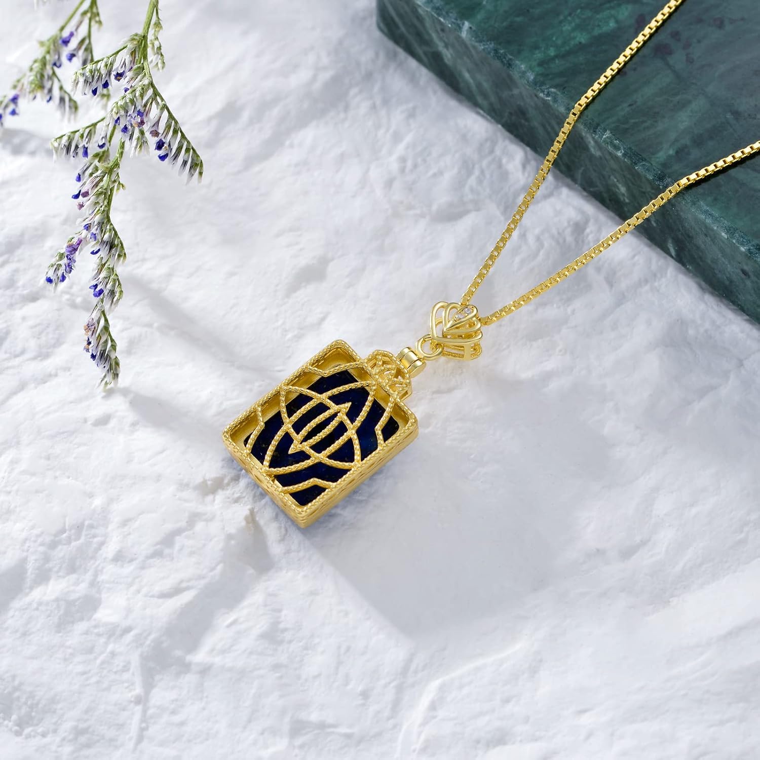 VONALA Lapis lazuli/Turquoise Necklace Jewelry Sterling Silver Blue Lapis/Turquoise Pendant Necklaces Boho Gifts for Women - Image 3