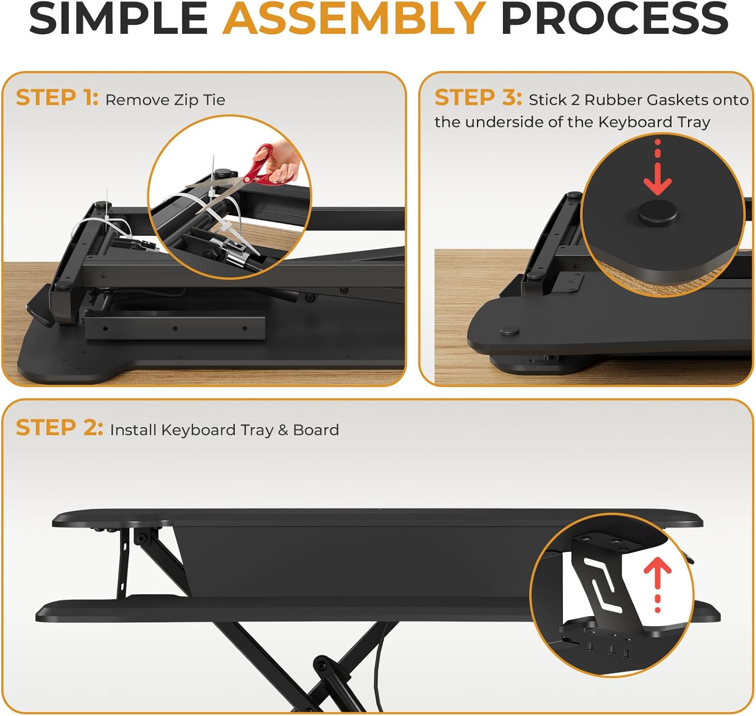 JOY worker Standing Desk Converter, 32" Height Adjustable Sit Stand Up Desk Riser with Keyboard Tray & 6 Fridge Magnets, Desktop Workstation Riser for Home Office Computer Laptop, Black
