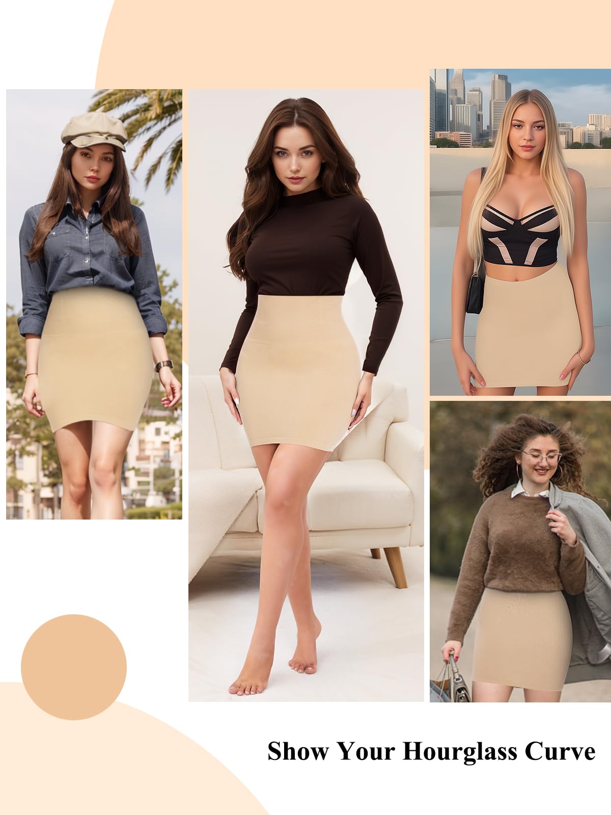 JOYSHAPER Shapewear Robe à enfiler pour dessous de robe demi-slip Contrôle du ventre Taille haute sans couture Jupe gainante