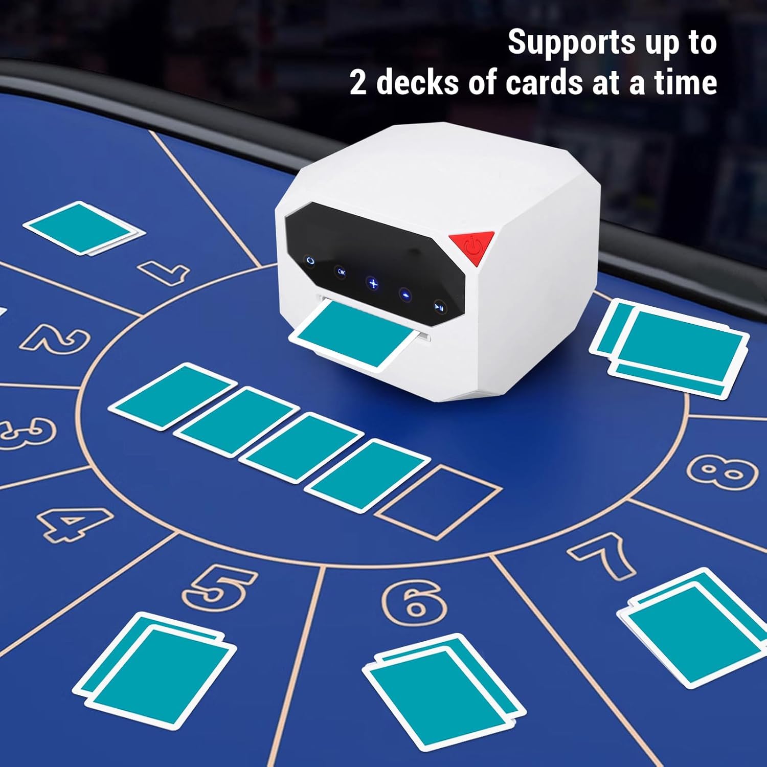 GOTOTOP Portable Card Shuffler and Dealer, Automatic for Poker Blackjack Texas, 360 Rotatable with Adjustable Settings for Game Nights