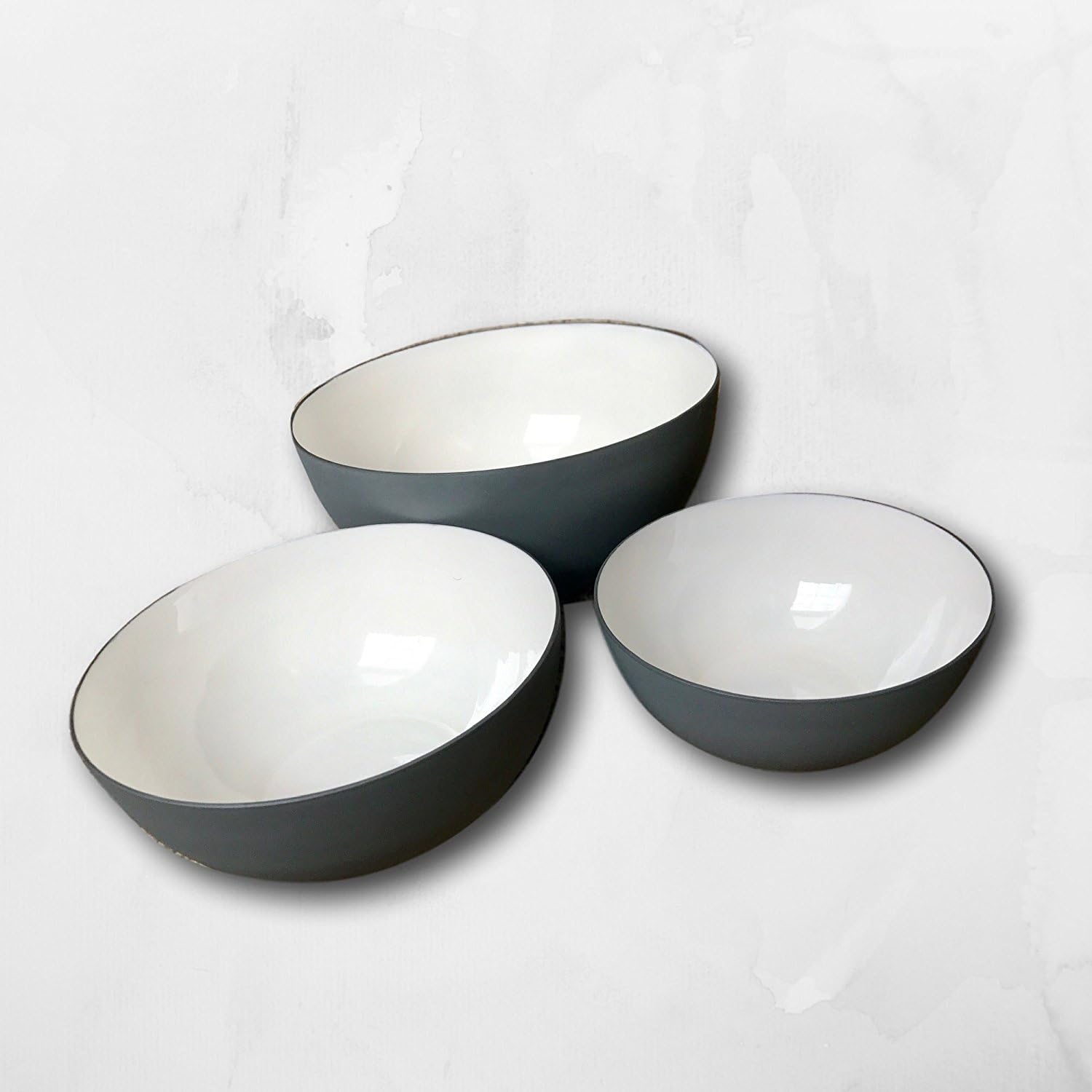 Kauri Matte Grey Kitchen Decor Bowl Set Design | Set of 3 Bowls for Kitchen, Decor, Cooking, Fruit