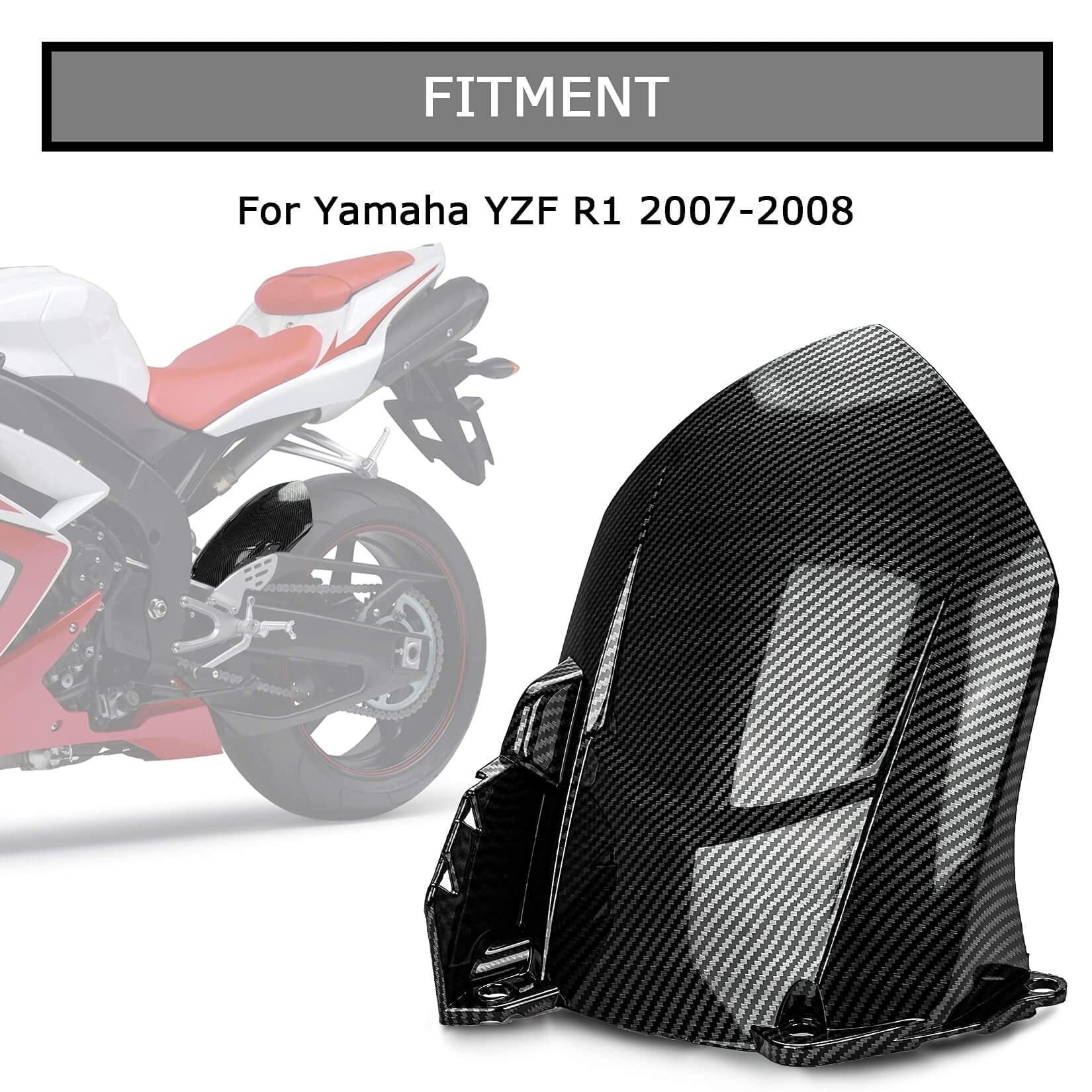 Parafango posteriore Powerbronze in ABS nero per Yamaha R6 03-05