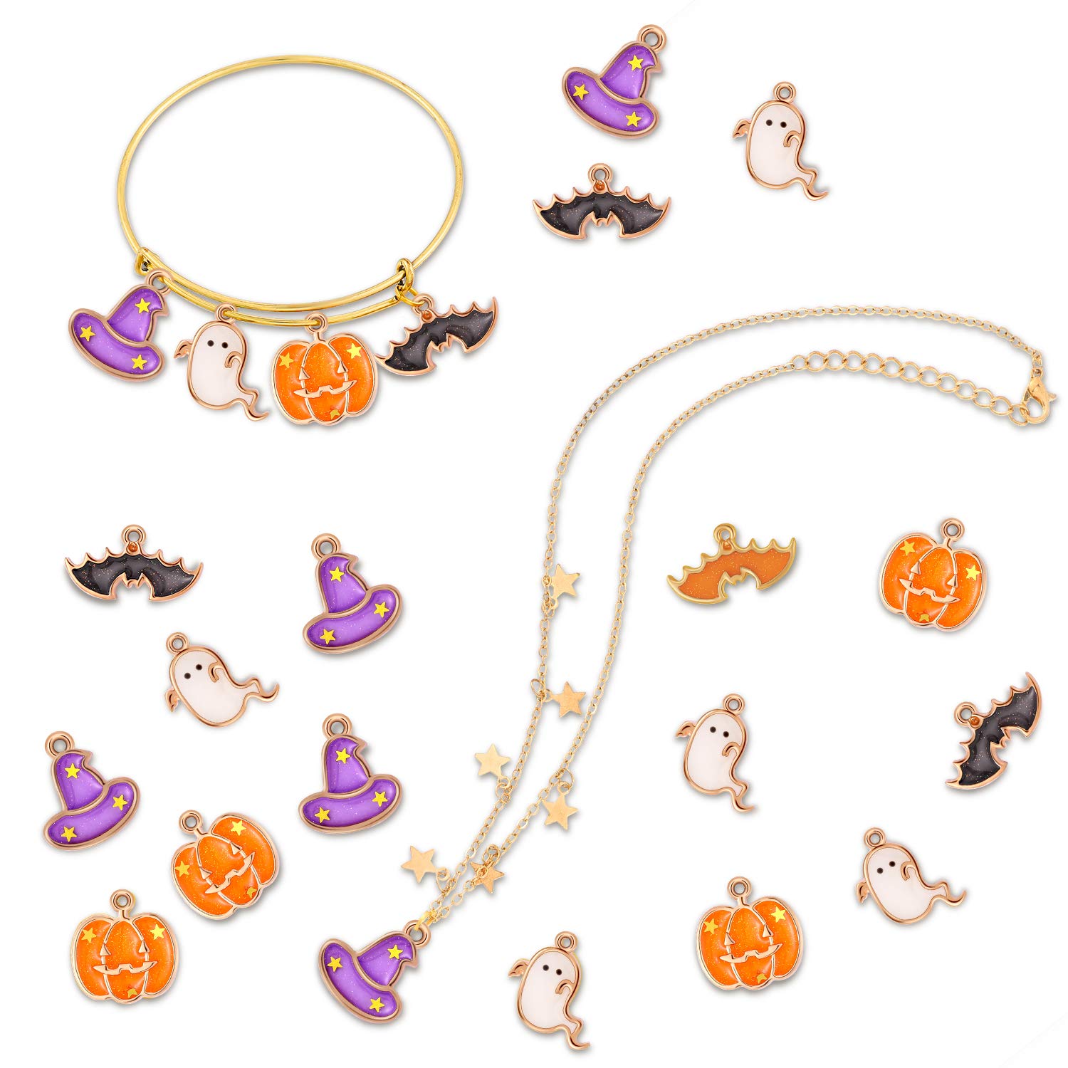 34 dijes de Halloween de aleación, calabaza, otoño, joyería, para fiesta de Acción de Gracias, bricolaje, collares, pulseras, accesorios, aleación, Aleación. 4