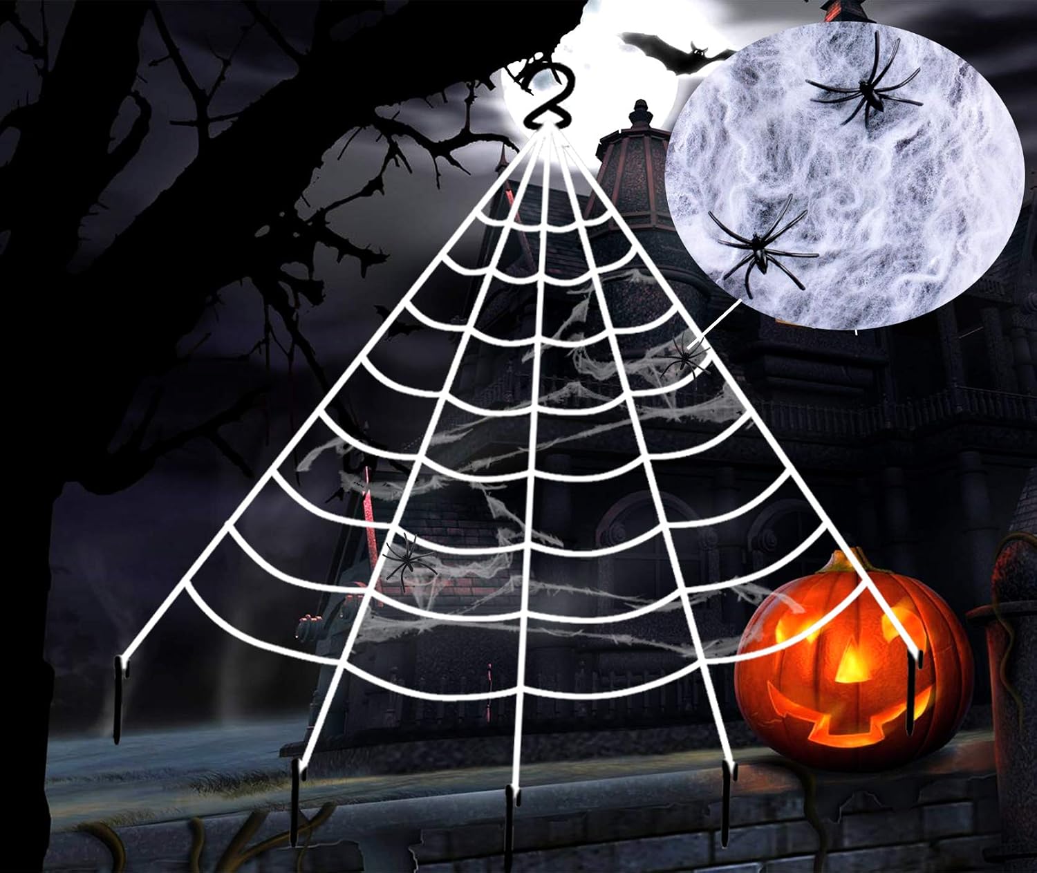 Leuceiy Halloween Giant Spider Web Outdoor Decoration