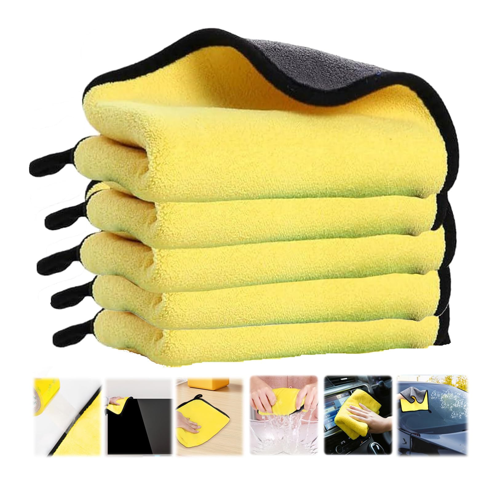 Lot 5 Serviettes Microfibre Voiture Haute Densité 30x60cm - Ultra Absorbantes Et Douces