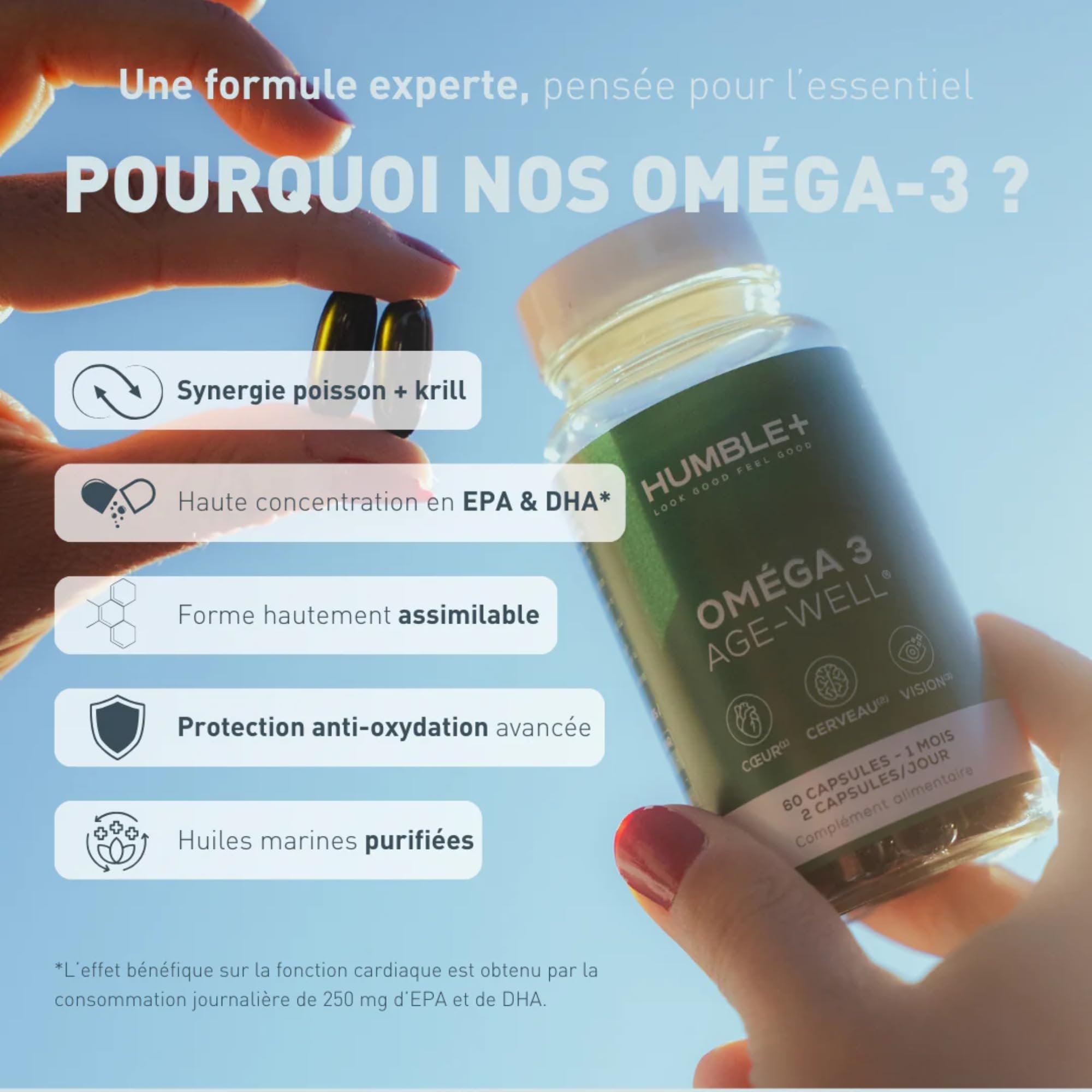HUMBLE+ Pack Récupération Sportive - Créatine + Magnésium + Oméga 3 | Monohydrate, Bisglycinate & Huiles de Poisson EPA & DHA - Programme Sportif Complet - Complément - Marque Française