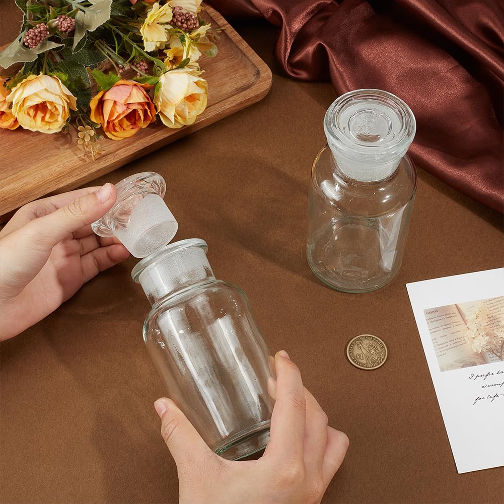 OLYCRAFT 2pz flacone di Reagente In Vetro Da Laboratorio 250 ml Bottiglie di Vetro A Bocca Larga con Tappo Smerigliato Bottiglie Trasparenti per Reagenti per Campioni di Laboratorio Scientifico