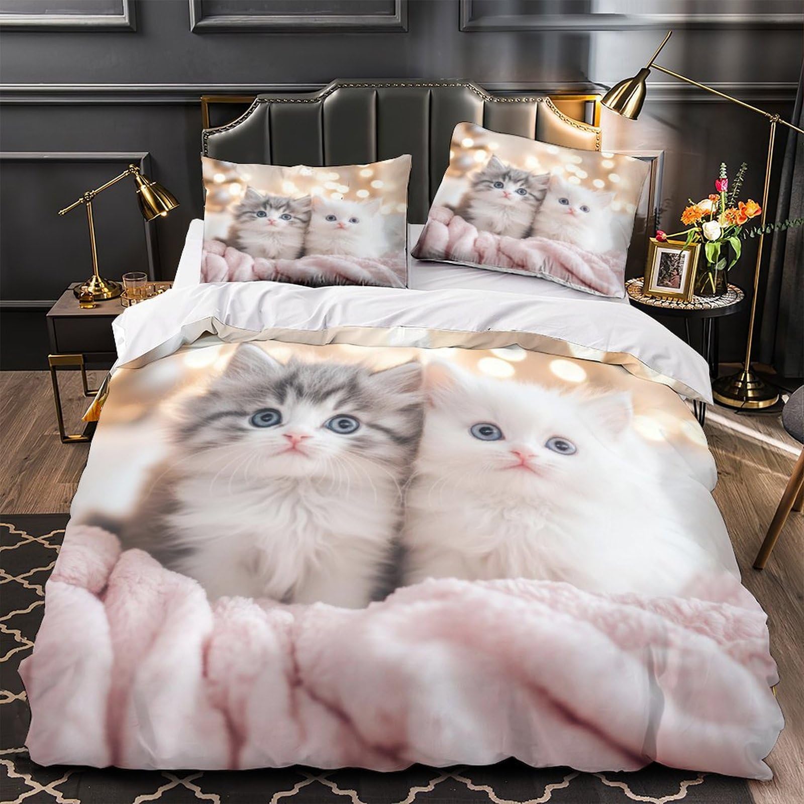 Housse de couette chatons super douce respirante pour ado garçon 200x200