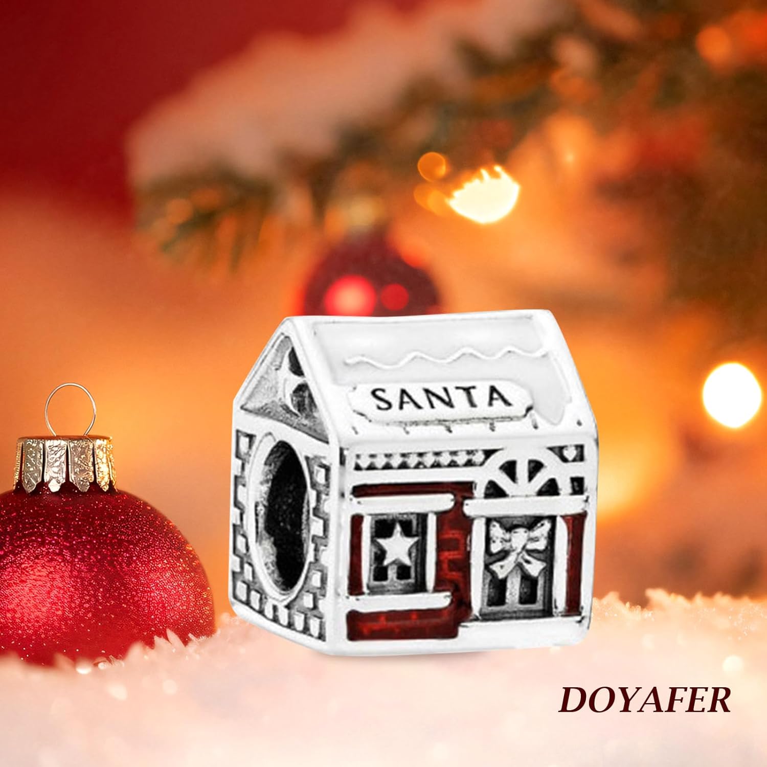 925 Sterling Silver Christmas House Bead Women'S Bracelet Pendant Necklace Pendant New Year Holiday Jewelry Gift Family And Friends - Image 2