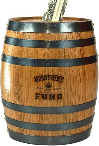 Vista 6 de Thousand Oaks Barrel Co. - Hucha de madera hecha a mano para adultos, ahorro de dinero para dinero real, billetes y monedas, grande de 6.5 x 4.5 x