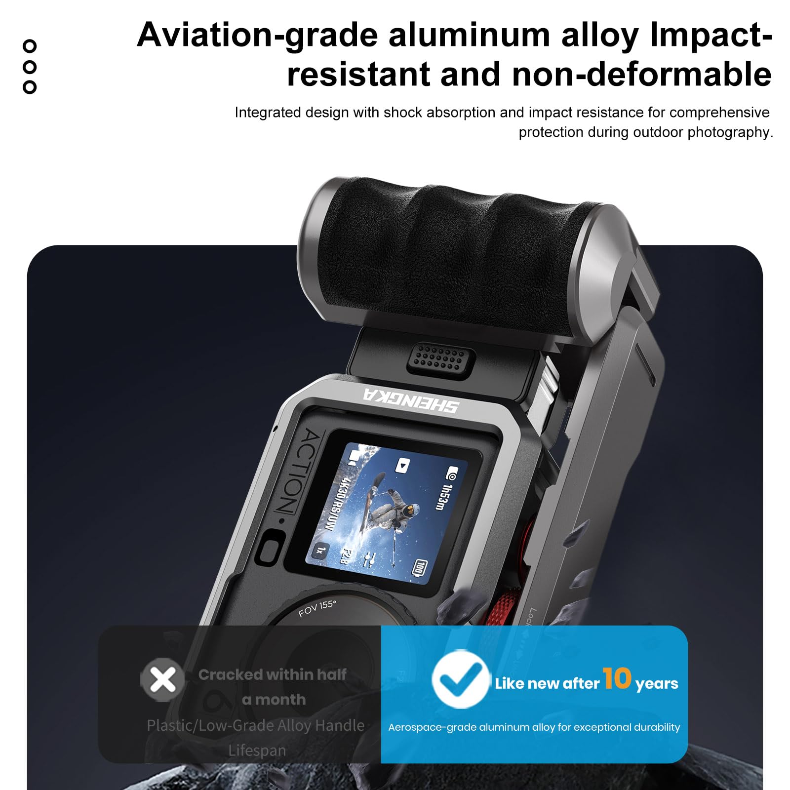 Street Grip Combo para DJI Osmo Action 6, soporte para vlog con jaula de conejo y parasol, mango magnético de liberación rápida con mecanizado CNC para accesorios de cámara