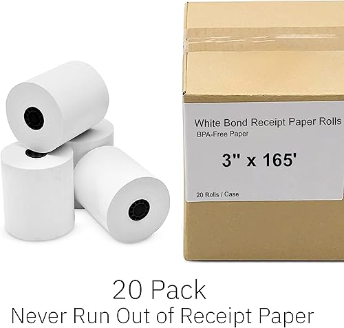 Miniatura 6 de Caja de 20 rollos de papel de 3 pulgadas x 165 pies para impresora Star SP700 y cinta de tinta negra y roja de 1 estrella RC700BR