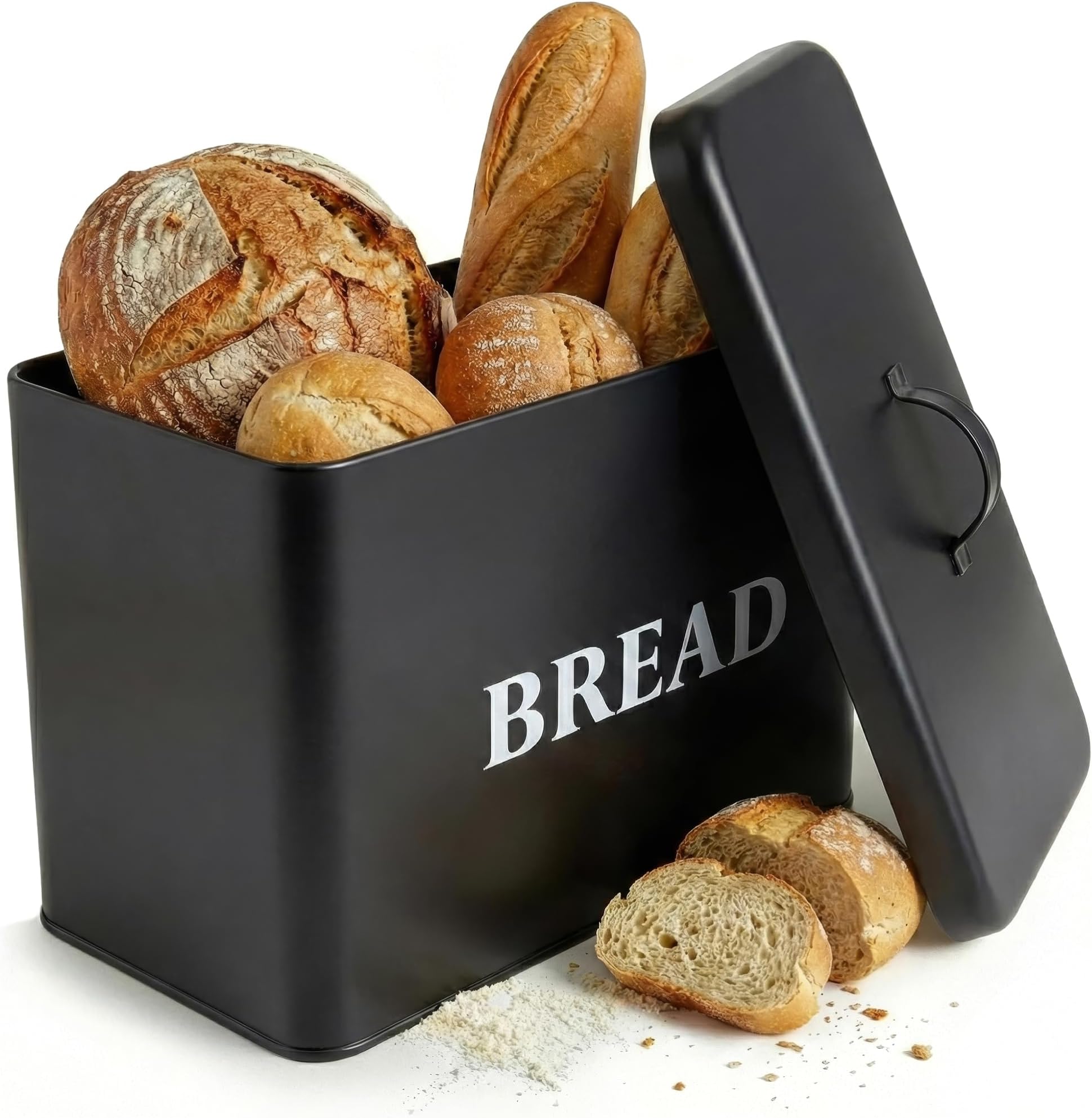 andrew james Retro Bread Bin – Large Bread Box for Kitchen Countertop, Vintage Metal Bread Storage with Lid – Stylish, Durable, and Spacious Bread Keeper to Keep Your Loaves, Buns & Pastries Fresh