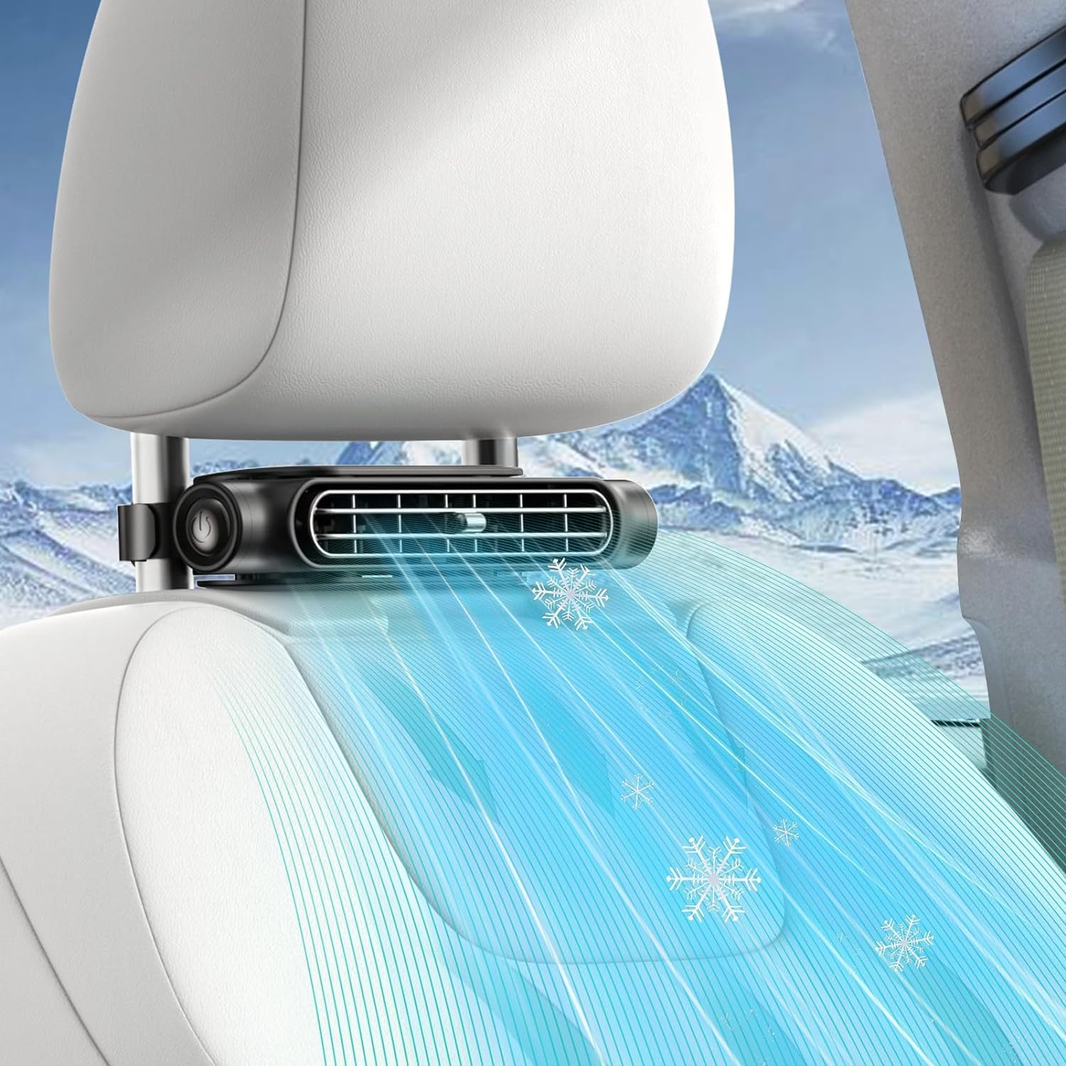 Forubar Portable USB Car Fan, Adjustable upper and lower air vents Car Seat Fan, 3 wind speeds Third generation upgraded motor Headrest Car Fans Cooling for SUV, RV, Vehicles (Black)