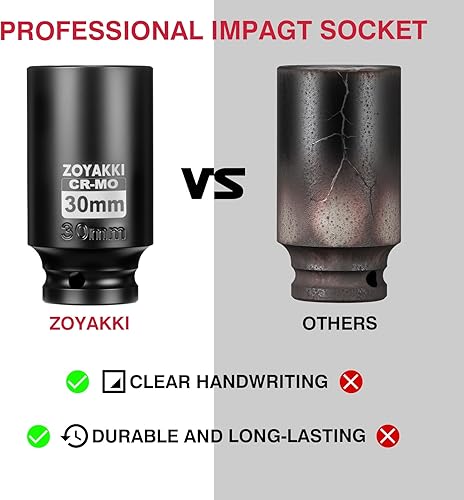 Miniatura 76 de Enchufe de impacto de 6 PT de 1/2" x 0.827 in de profundidad, CR-MO, 1/2 pulgada de accionamiento de 6 puntos para una fácil extracción