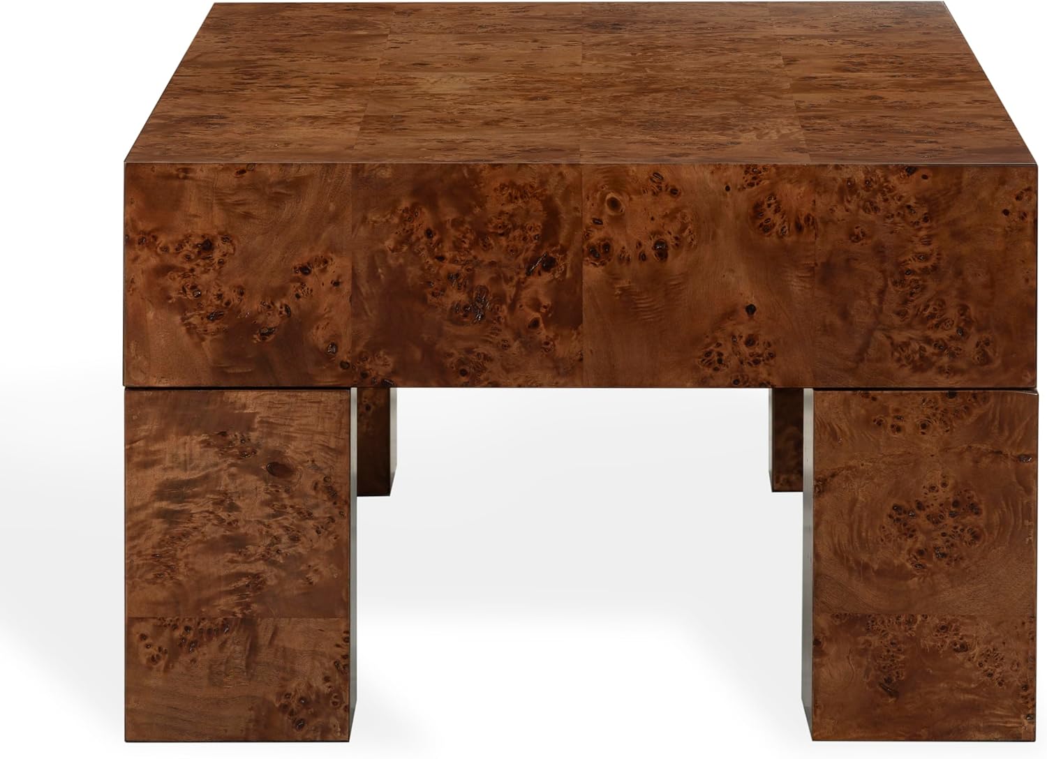 SAFAVIEH Couture Collection – Betharose Walnut Burl Wood Coffee Table, Modern Rectangular Living Room Centerpiece (SFV2220A)