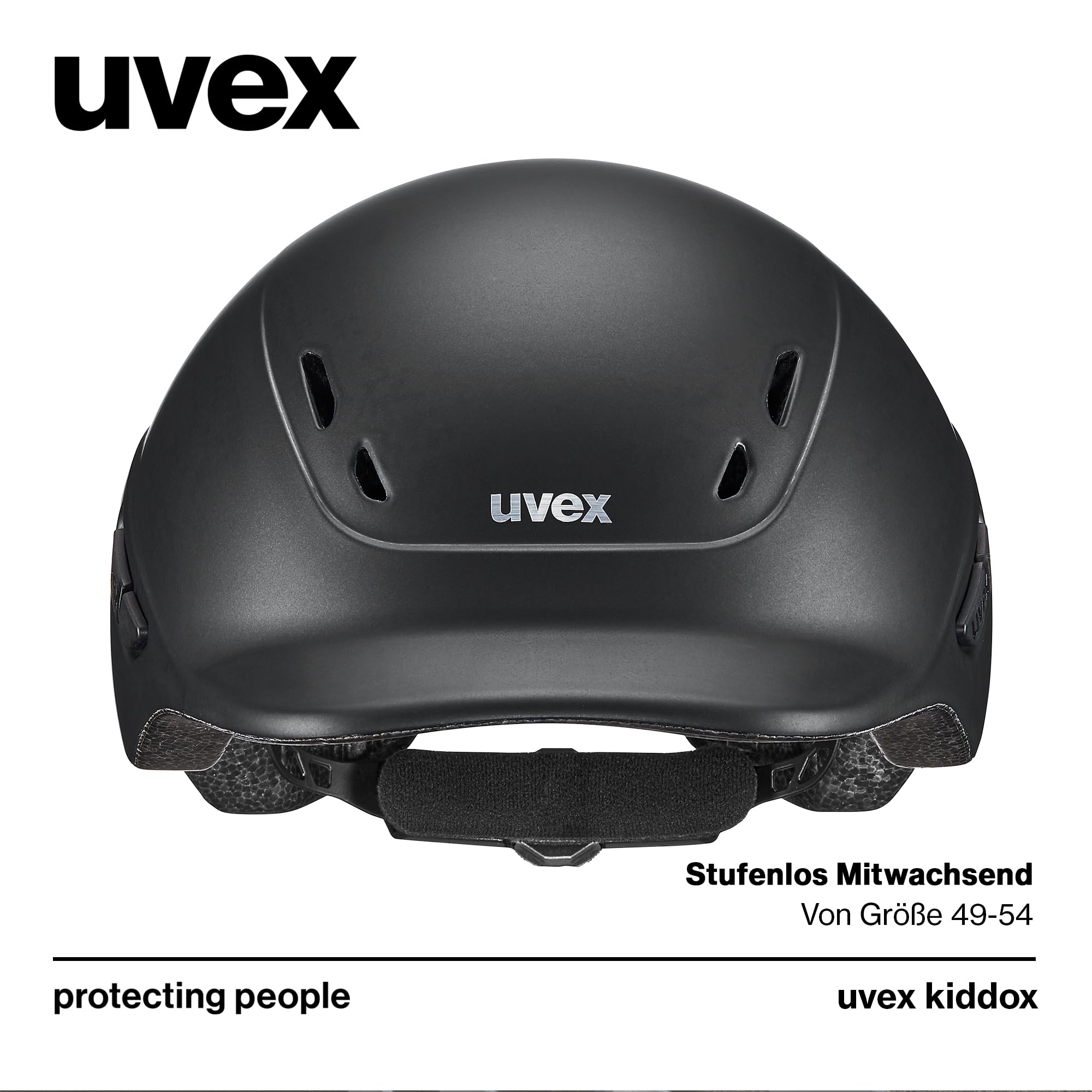 uvex kidoxx - Leichter Kinder-Reithelm - individuelle Größenanpassung - optimale Belüftung - Black mat 3XS-XS