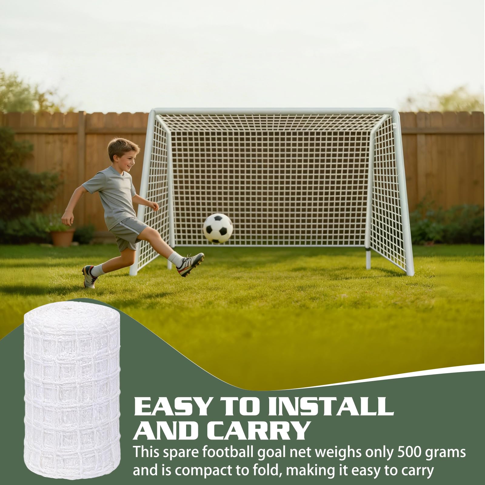 Rete di ricambio per porta da calcio, 3 m x 2 m, in polipropilene, per cancello da calcio, rete per cancello da calcio, rete da calcio, per allenamento di calcio, gioco di calcio