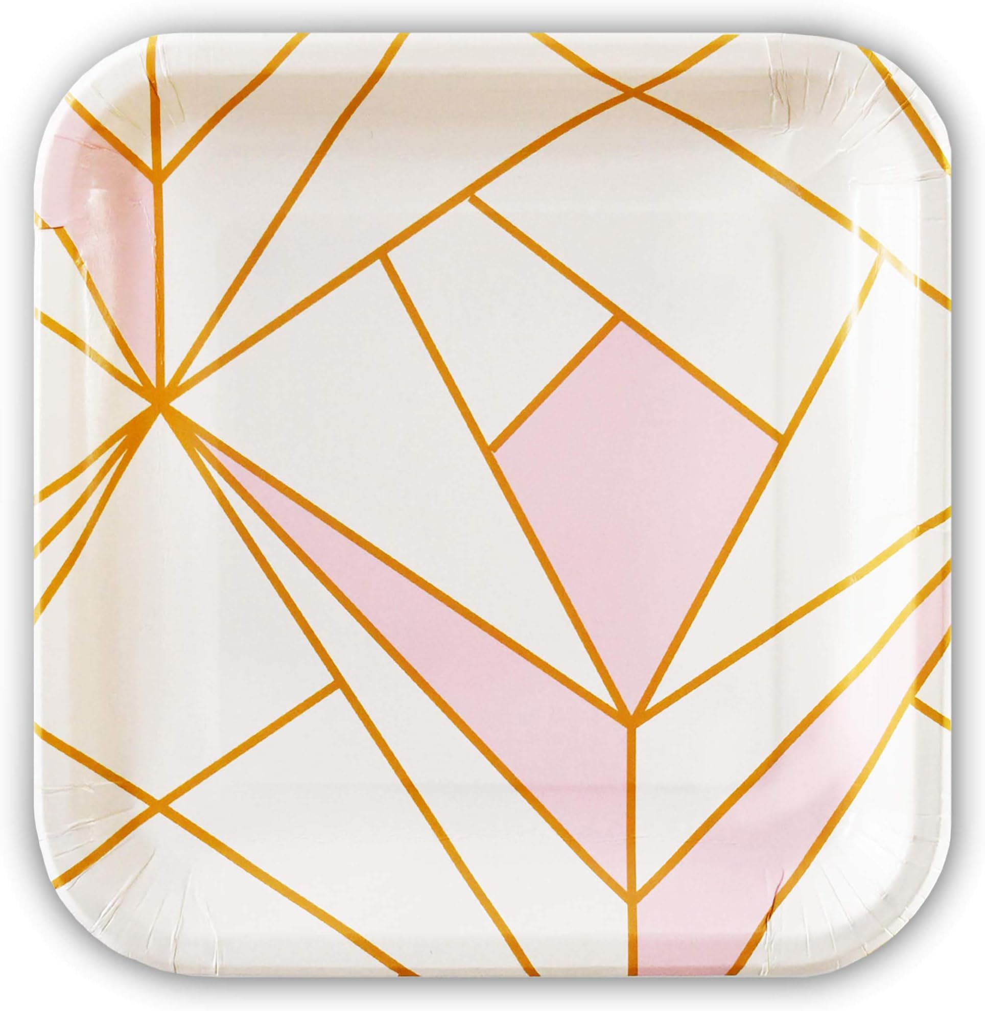 SOLAS Pink and Gold Paper Plates | Beautifully Designed Fully Compostable Plates | Paper Biodegradable Plates | Pack of 20 Eco Paper Plates | 9 Inch Pink Party Plates | Gold & Pink Paper Plates