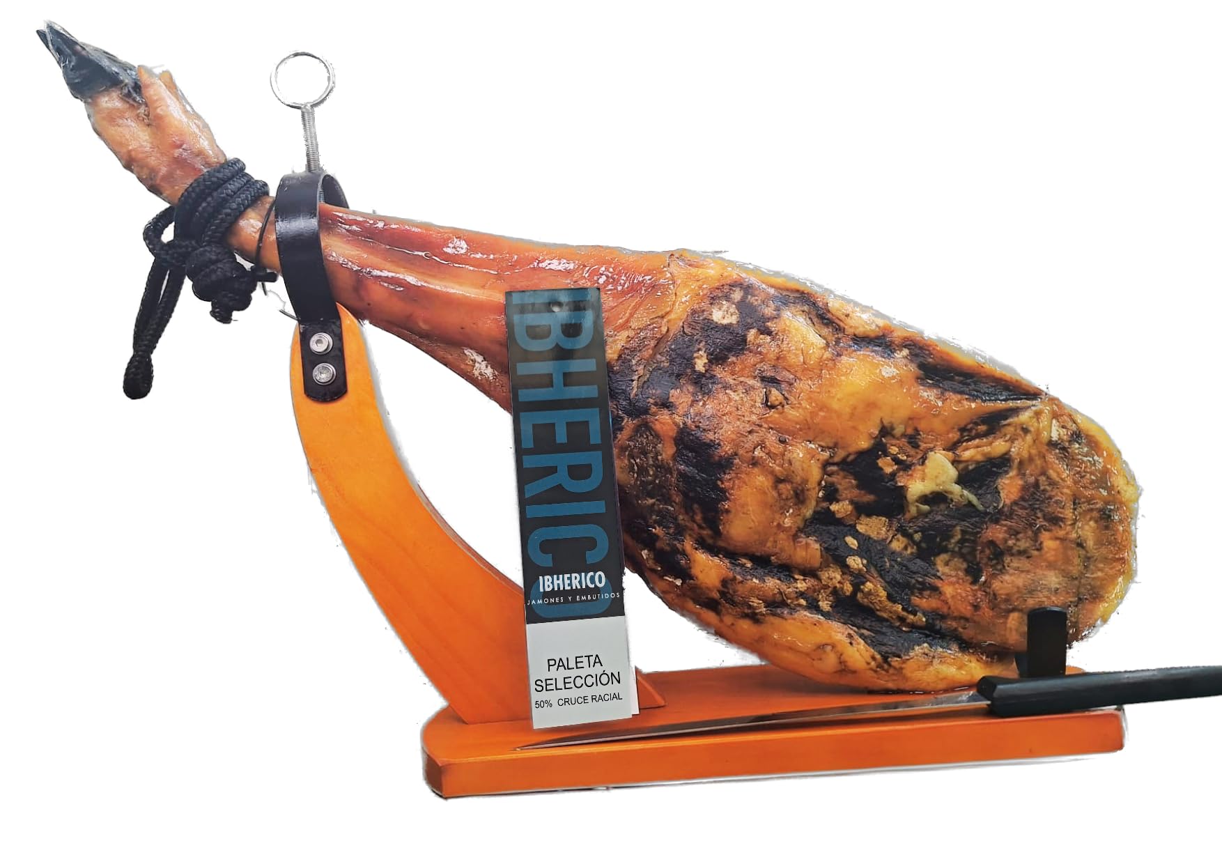 Lotto di prosciutto (palletta) iberico selezione con salsiccia e salsiccia di bella e coltellino + prosciutto - regalo anteriore di Iberiche di bellota guiggiola - Favolosa di guigolo.