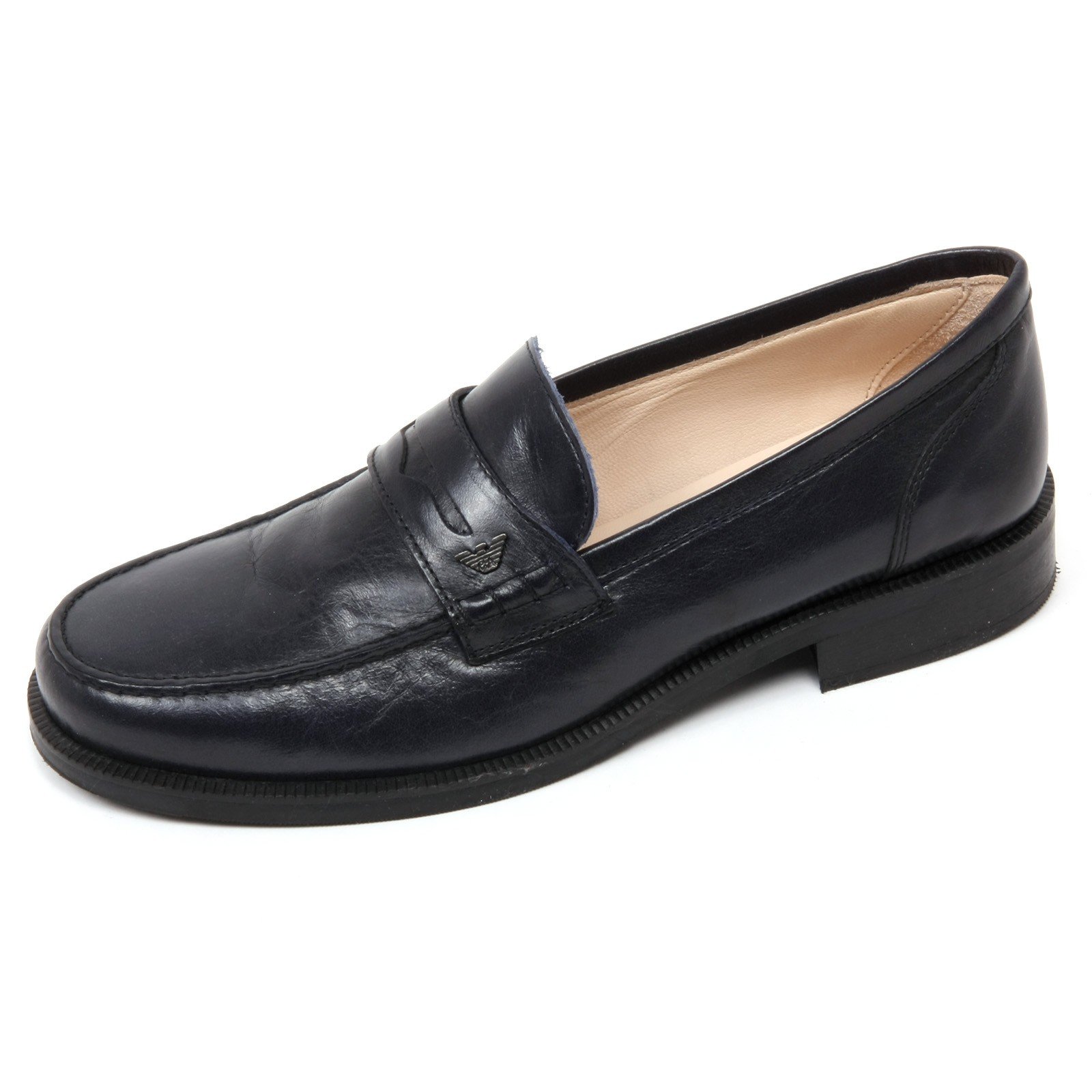 C6954 Mocassino Bimbo Armani Junior Scarpa blu Loafer Shoe Kid