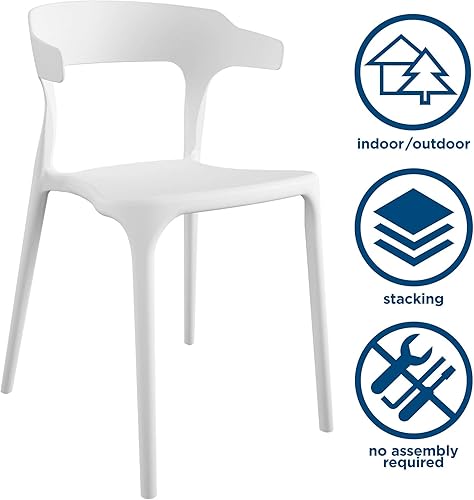 Miniatura 5 de Novogratz Poolside Collection, Felix - Sillas de comedor apilables para interiores y exteriores, paquete de 2, color blanco