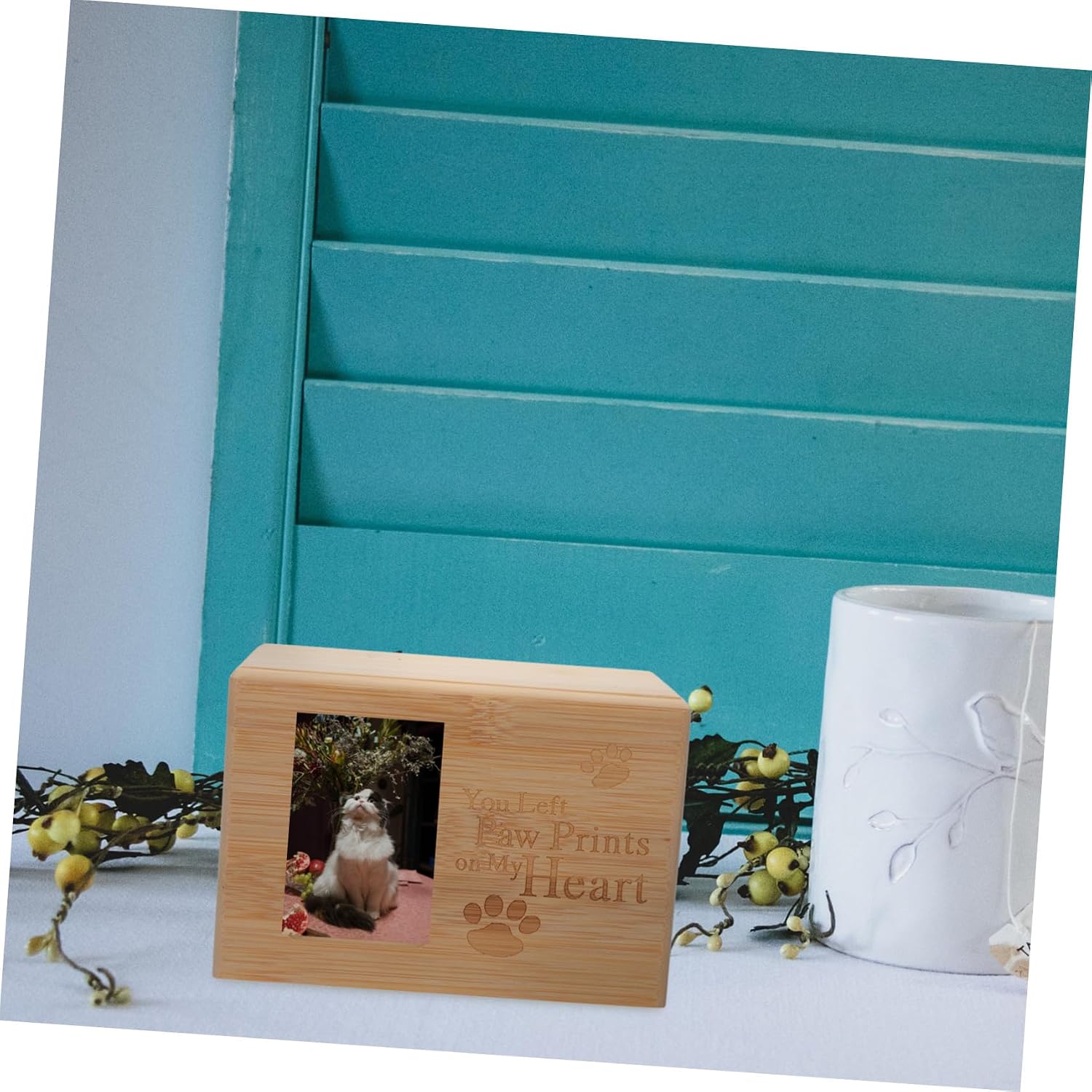 Pet Cremation Urn Cinerary Storage Box for Dogs Cats Small Animals Memorial Funeral Supplies with Engraved Commemorative Phrase