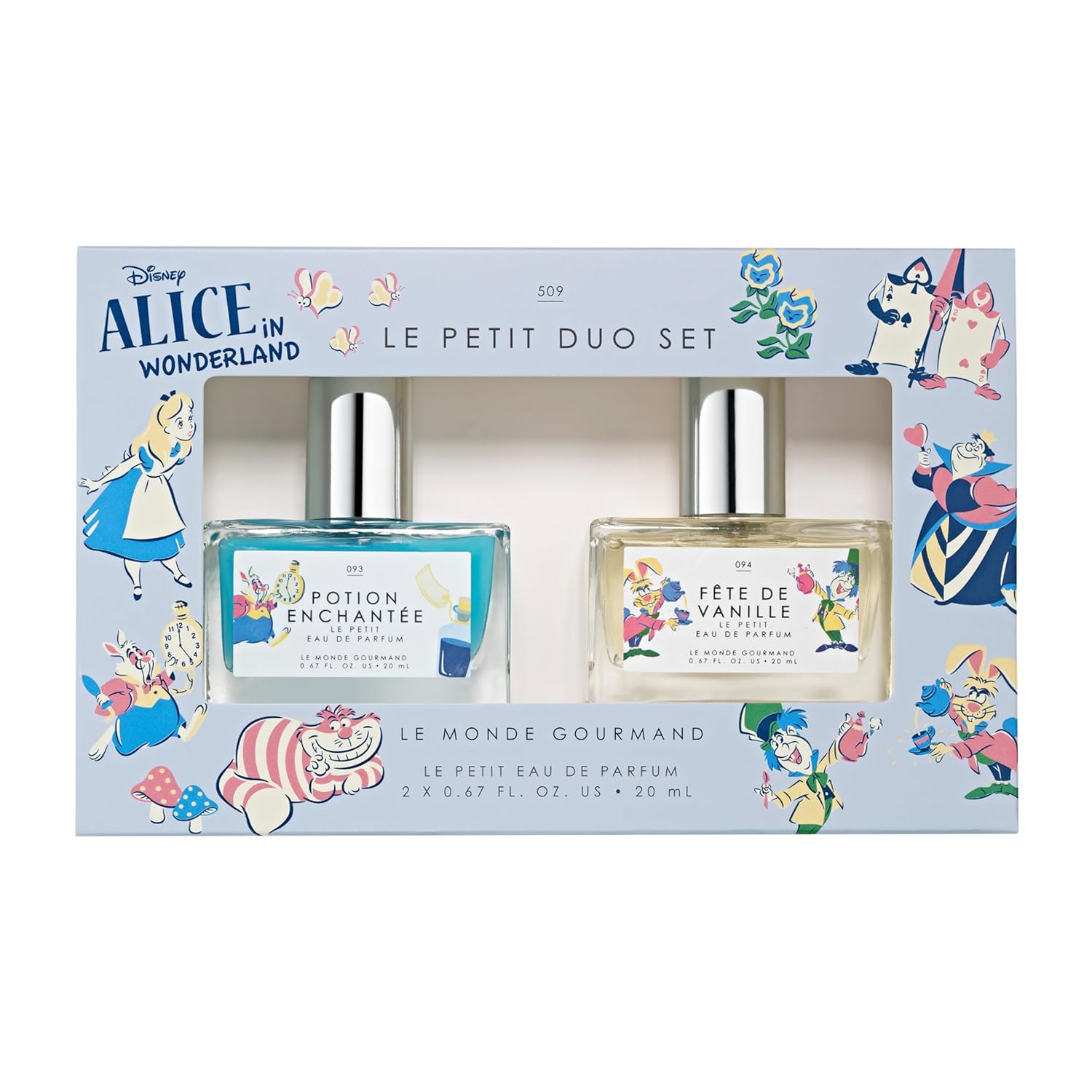 Le Monde Gourmand Disney Alice In Wonderland Le Petit Duo Eau de Parfum Sampler Set - Tea Party Includes Potion Enchantée (Raspberry) and Fête de Vanille (Vanilla)