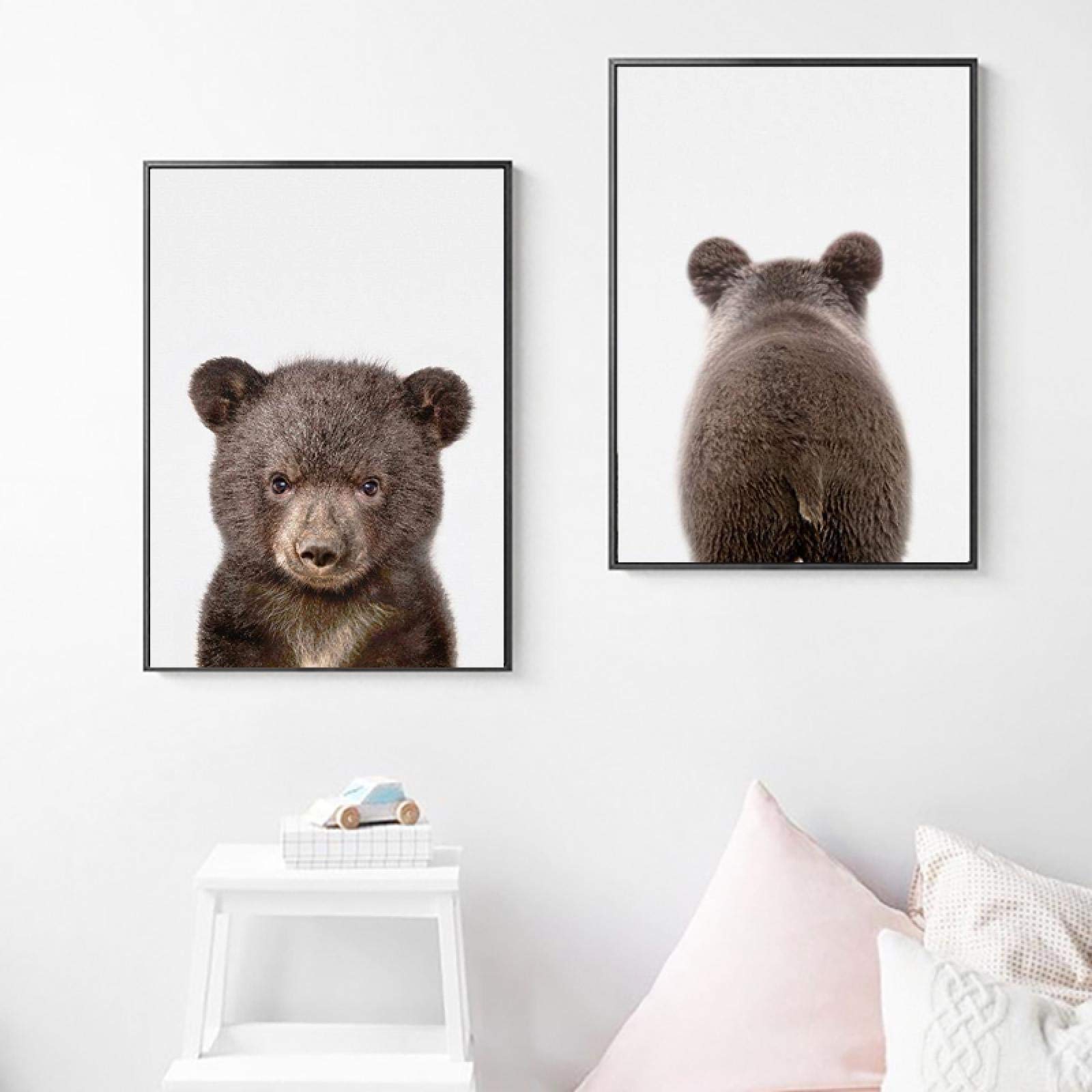 LCSLDW Impression sur Toile Affiche d'animal De Bébé dans La Baignoire Toile Peinture Pépinière Art Mural Photo Nordique Décoration De Chambre d' enfant, 40X50 Cm sans Cadre