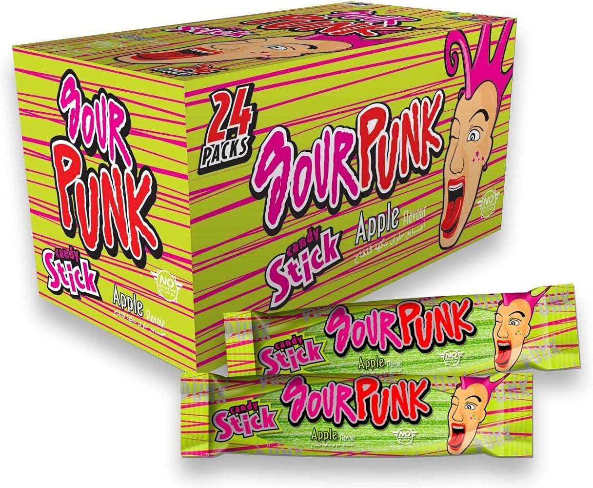 Candy Sticks in Apple Flavor - Pack of 24 (40g each), Sweet & Sour Chewy Apple Candy || Party Treats Pack || Share with Friends and Family