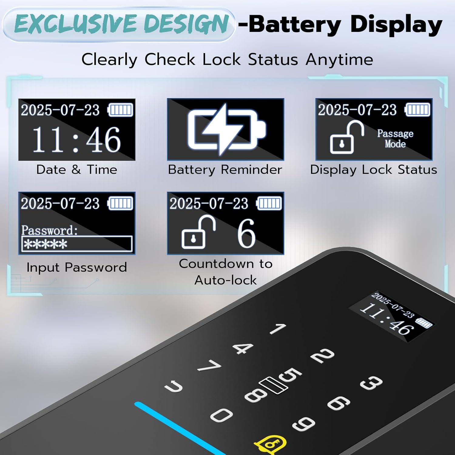 Dhiedas MD1 Smart Lock screen display features