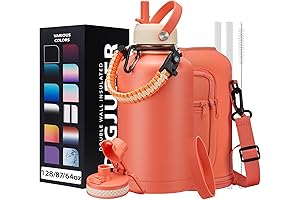 Half Gallon Water Jug with Straw - 2 Liter Stainless Steel Water Bottle