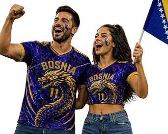 Bosnia and Herzegovina Soccer Jersey Custom Name Number - Bosnian Shirt Flag Pride T-Shirt Uniform Fans Sports Bosnia Shirt
